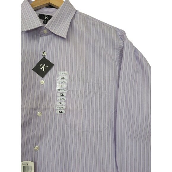 Calvin Klein Shirt Mens XL Purple‎ Stripe Button Up Long Sleeve Business Casual - Picture 5 of 13